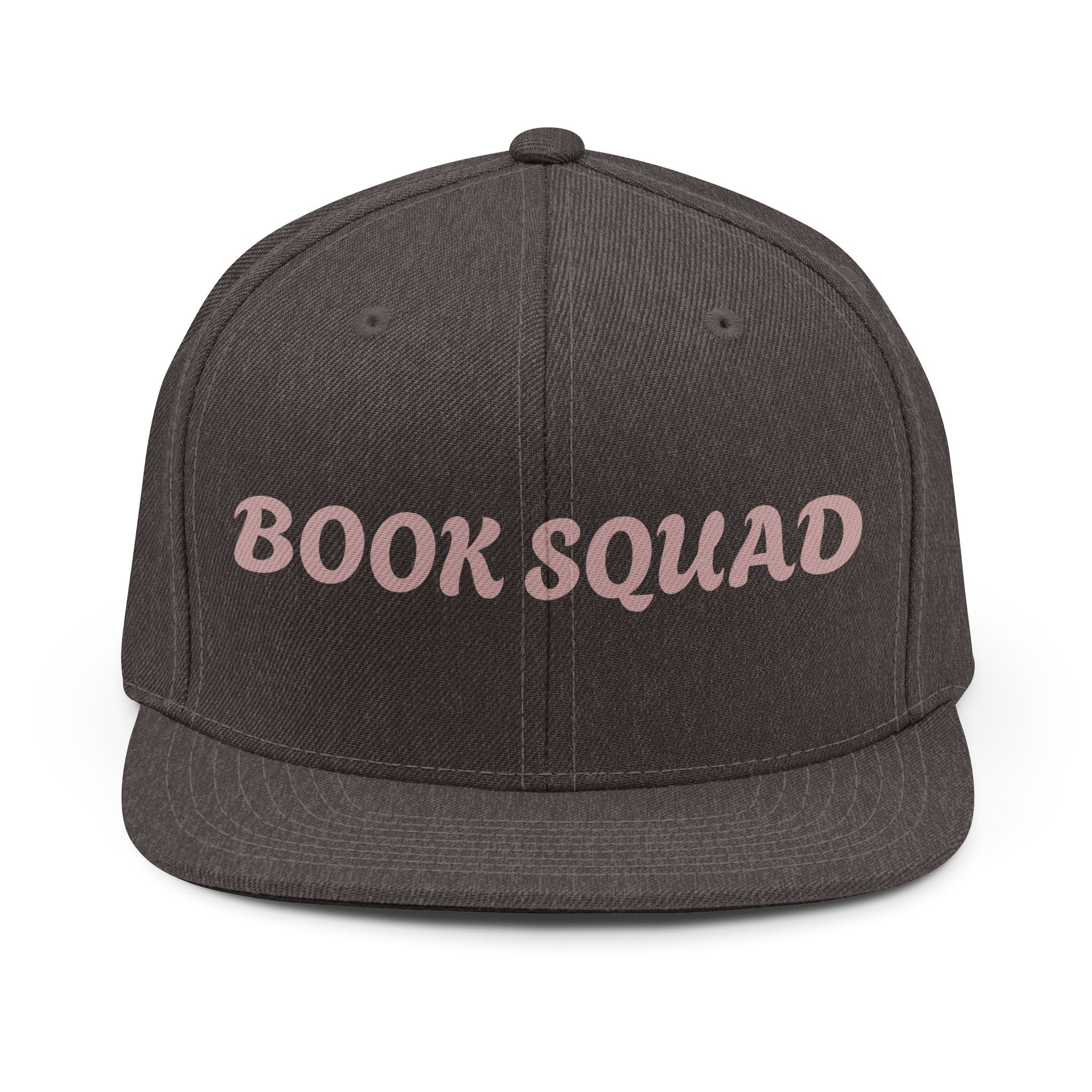 Book Squad flat brim snapback hat – acrylic/wool blend, one size fits most