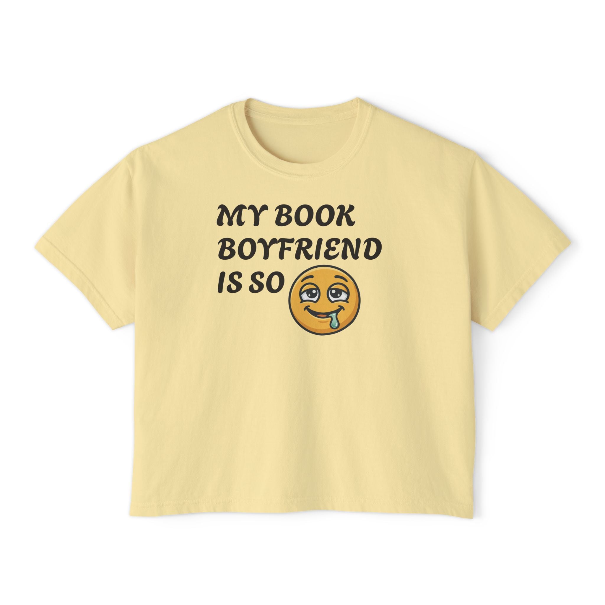 My Book Boyfriend Is So Cute Women’s Boxy Tee — Funny Book Lover T‑Shirt