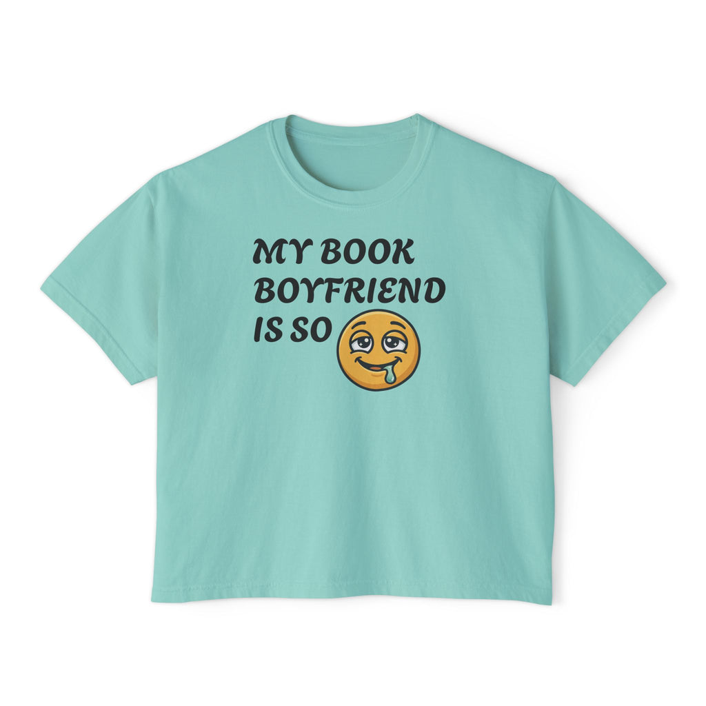 My Book Boyfriend Is So Cute Women’s Boxy Tee — Funny Book Lover T‑Shirt
