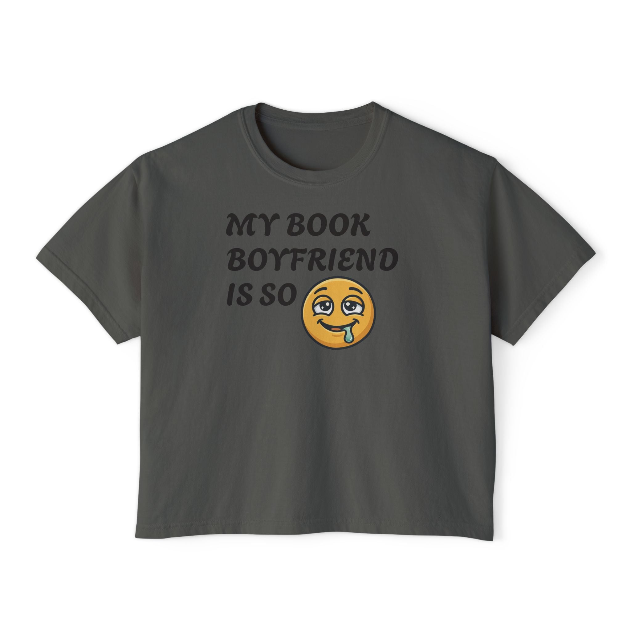 My Book Boyfriend Is So Cute Women’s Boxy Tee — Funny Book Lover T‑Shirt