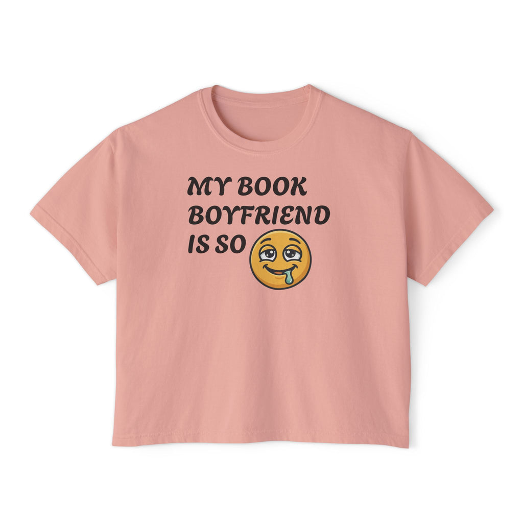 My Book Boyfriend Is So Cute Women’s Boxy Tee — Funny Book Lover T‑Shirt