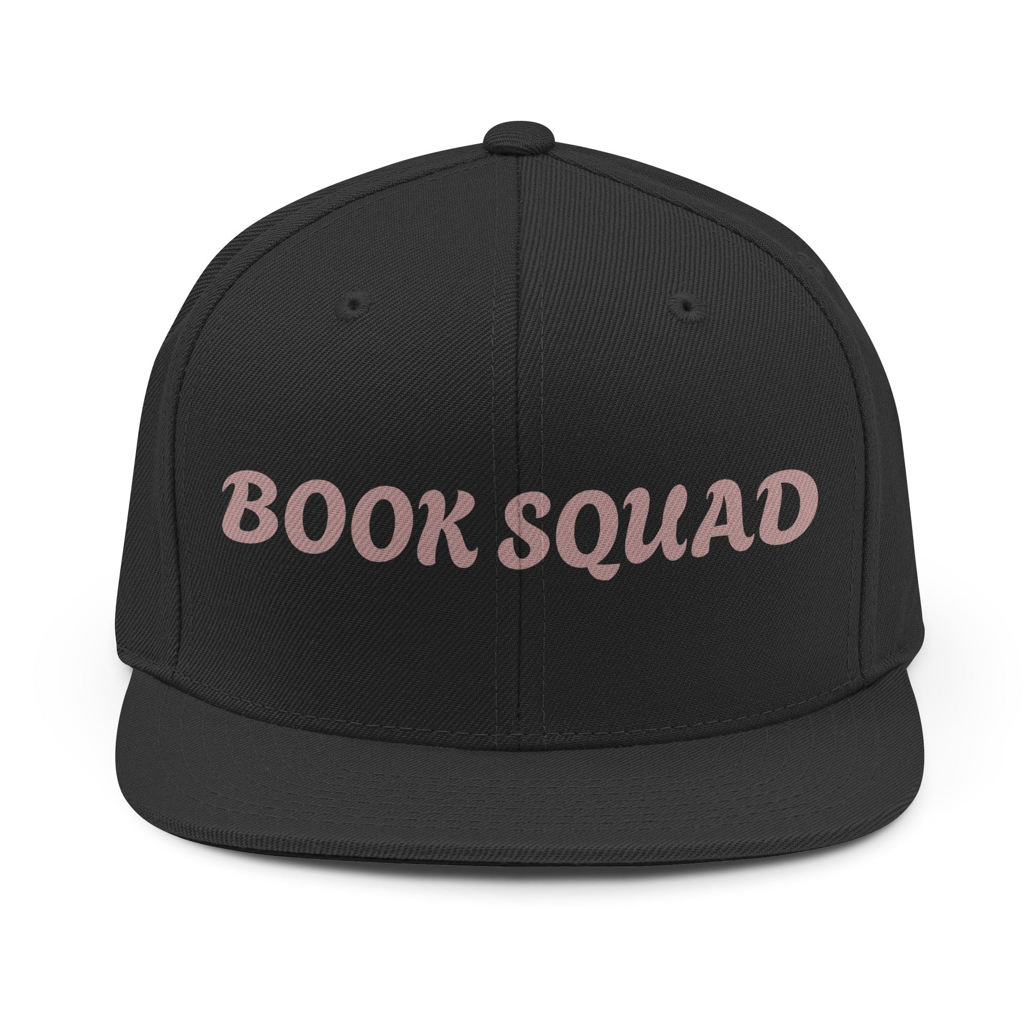 Book Squad flat brim snapback hat – acrylic/wool blend, one size fits most