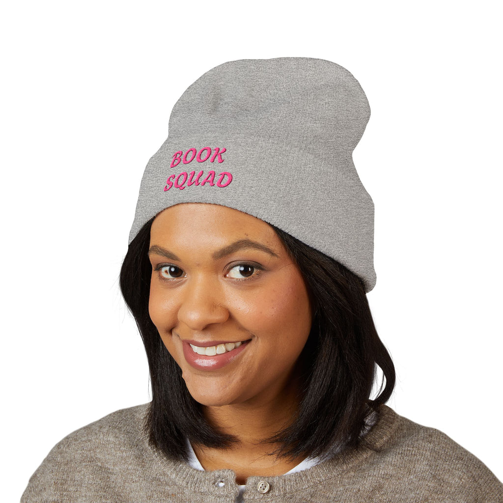 Book Squad Embroidered Beanie — Cozy Reading Club Cuffed Hat