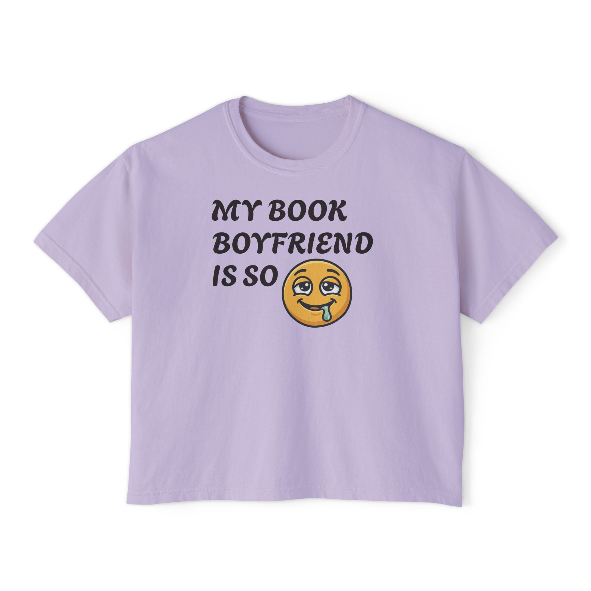 My Book Boyfriend Is So Cute Women’s Boxy Tee — Funny Book Lover T‑Shirt
